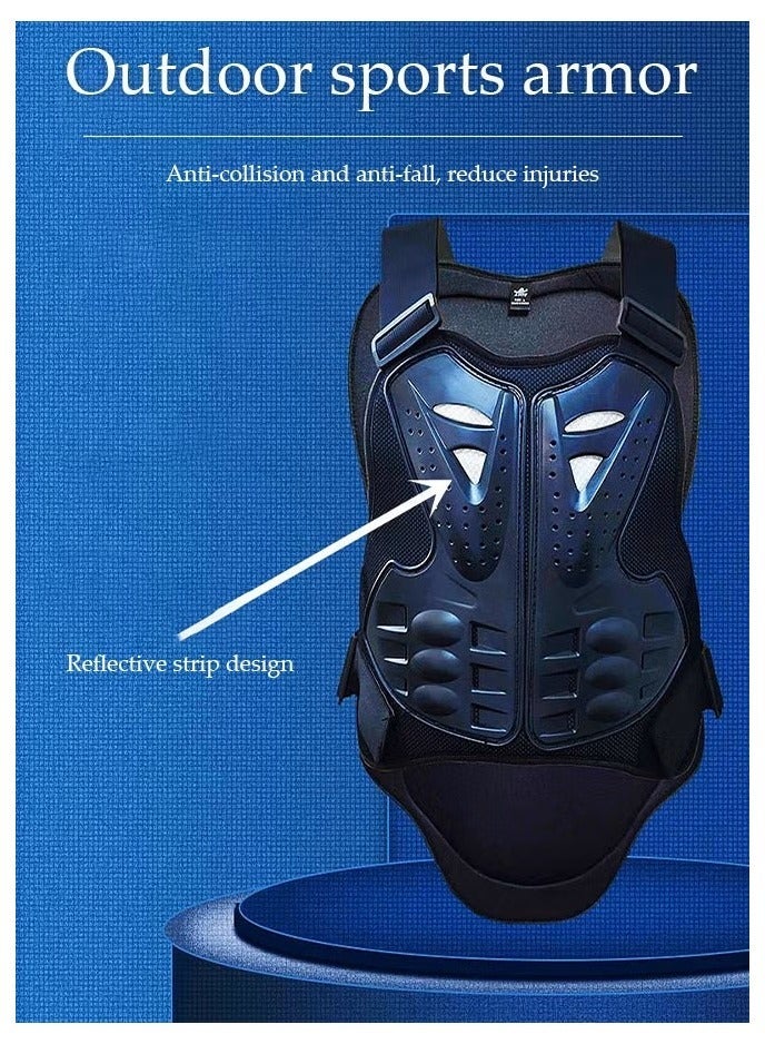 NANAO 5 Piece Adult Adjustable Motorcycle Armor Suit with Reflective Stripe,Mountain Bike Cyclecross Chest Protect Gear,Motorbike Protective Jacket with Chest Back Spine Armor Knee Elbow Protection Pad For Motocross Cycling Skateboarding,L,Black - Image 3